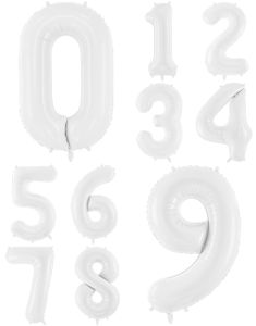 JUMBO Hvide Tal balloner 0-9 - 86 cm