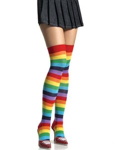Stribede Tykke Strømper i Friske Farver