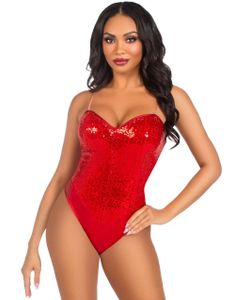 Rød Bodysuit Med Pailletter Til Dame