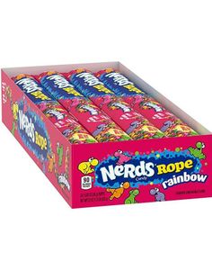 24 stk Wonka Nerds Rope Rainbows - Vingummisnører med Knasende Godteribiter - Hel Eske 624 gram (USA Import)