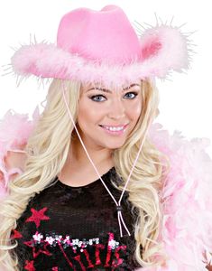 Rosa Cowboyhat med Plyskant