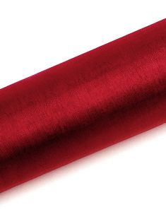 RØD Gennemsigtig Organzaløber 16 cm x 9 meter