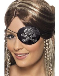 Sort Pirat Klap m/Bling Dødningehoved (Kostume Tilbehør)