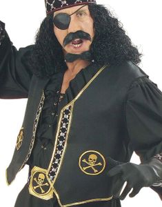 Sort Pirat Vest med Broderi