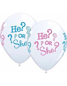 25 stk 27 cm Ballonger - Gender Reveal Ballonger med Teksten He or She?