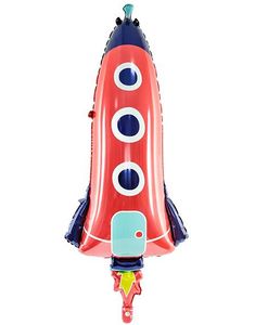 Rødt Rumskib Folieballon 44x115 cm