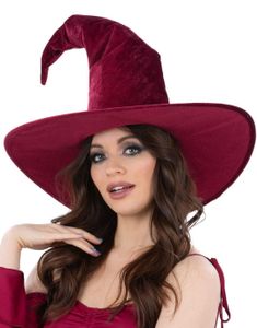 Heksehatt i Burgunderfarget Velur