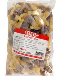 2 kg Bebeto Giant Fizzy Cola Bottles - Pose med Store Sure Colaflasker