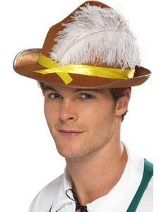 Bayersk Oktoberfesthat med Fjer og Gult Bånd