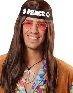 Hippiesæt - Pandebånd, Briller og Smykke