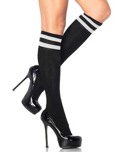 Høye Svarte Sokker med Hvite Striper