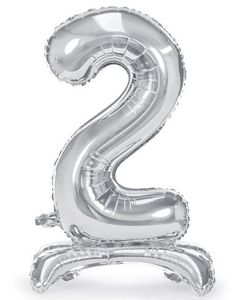 Tallet 2 - Sølvfarget Stor Stående Folieballong 70 cm