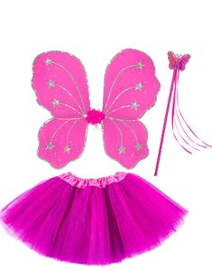 Rosa Kostumesæt til Børn med Vinger, Tutu og Tryllestav