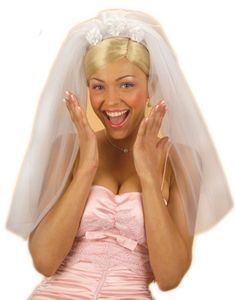 Hovedpragt m/Hvidt Bryllupslør i Tyl