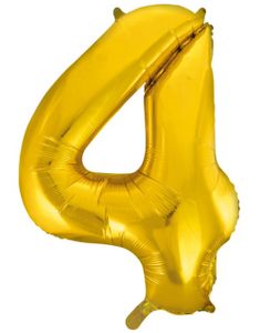 Tallet 4 - Guldfarvet JUMBO Folieballon 86 cm