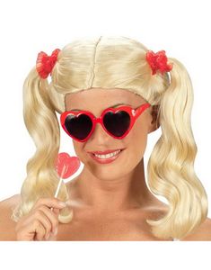 Hjerteformede Røde Briller med Sort Glas