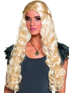 Blond Langt Paryk med Bølger og Fletninger