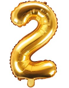 Tallet 2 - Guldfarvet 35 cm Folieballon