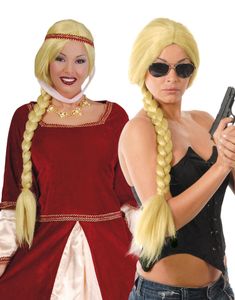 Blond Paryk med Lang Fletning