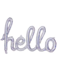 HELLO - Sølvfarvet Holografisk Folieballon 72x45 cm