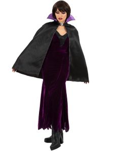 Dark Queen Cape - Svart Kappe med Krave - Onesize