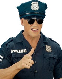 Sorte Politi Pilot Briller m/Spejlglas