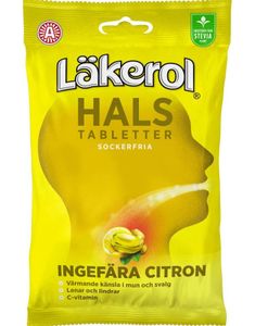 Läkerol Sukkerfrie Halstabletter med Ingefær og Sitronsmak 65 gram