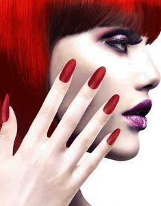 12 stk Kunstige Negle med Glitter - Rød