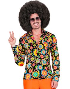 60's Blomstret Mørk Hippie Kostumeskjorte til Herrer
