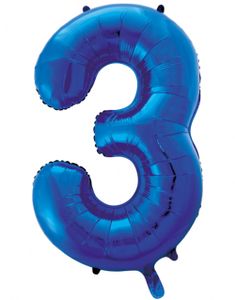 Tallet 3 - Royal Blå JUMBO Folieballon 86 cm