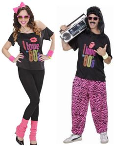 Parkostume - Rosa og Sort 80'er Kostume