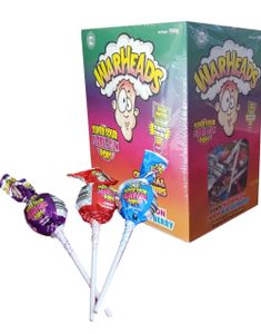 100 stk Warheads Super Sour Lollipops - Kjempesure Kjærligheter med Tyggegummikjerne 1,7 kg