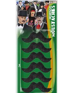 6 stk Sorte Overskæg