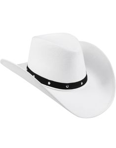 Hvid Cowboyhat med Sort Bånd og Nitter