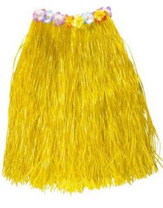 Hawaii Hula Nederdel m/Blomster - 75 cm Gul 