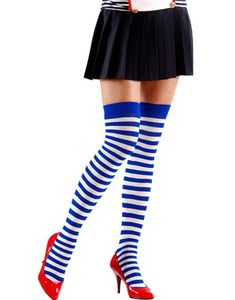 Stribet Blå og Hvide Strømper