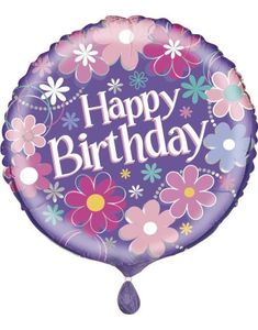 "Happy Birthday" Folieballon med Blomstret Motiv 45,7 cm - Birthday Blossoms