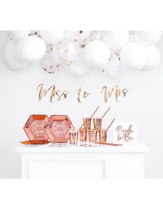 Bride to Be Rose Gullfarget Servering- og Dekorasjonsett 60 Deler