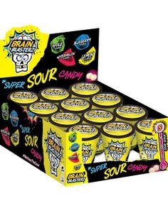 12 stk Brain Blasterz - Sukkertøy med Forskjellige Supersure Smaker - Hel Eske 576 gram