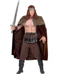Brun Viking Kappe i Velour med Imiteret Pels 125 cm