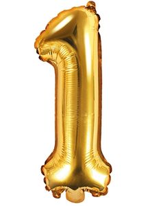 Tallet 1 - Guldfarvet 35 cm Folieballon