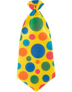 STORT Gult Klovneslips med Farverige Prikker