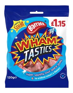 Barratt Wham Tastics - Kjempesurt Skumgodteri med Bringebærsmak 120 gram