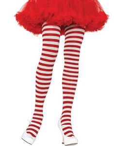 Stribede Hvide og Røde Strømpebukser