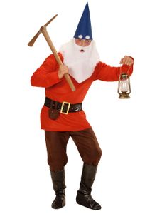 Komplet Rødt Gnom / Dværgkostume  til Mænd