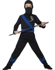 Sort og Blåt Snigende Ninjakostume til Børn