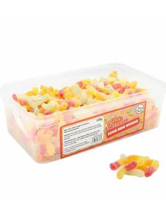 600 stk Sweetshop Sour Mini Worms - Æske med Sure Vingummimarkarer 1,02 kg
