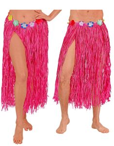 Rosa Strækskørt Med Blomstret Bælte 80 cm