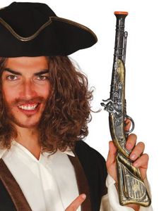 Sølv- og Gullfarget Piratpistol 50 cm