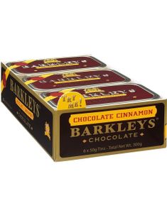 6 stk Barkleys Chocolate Cinnamon Intense Dark Chocolate - Slik med Smag af Kanel og Mørk Chokolade 50 g - Hel Kasse